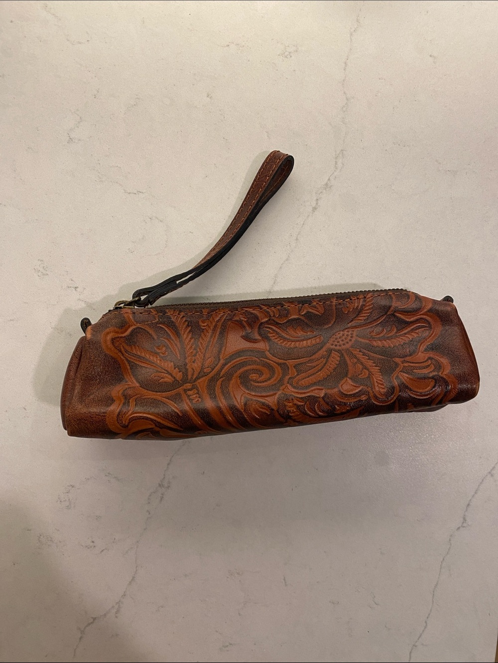 Patricia Nash Floral leather Wristlet / Cosmetic Bag